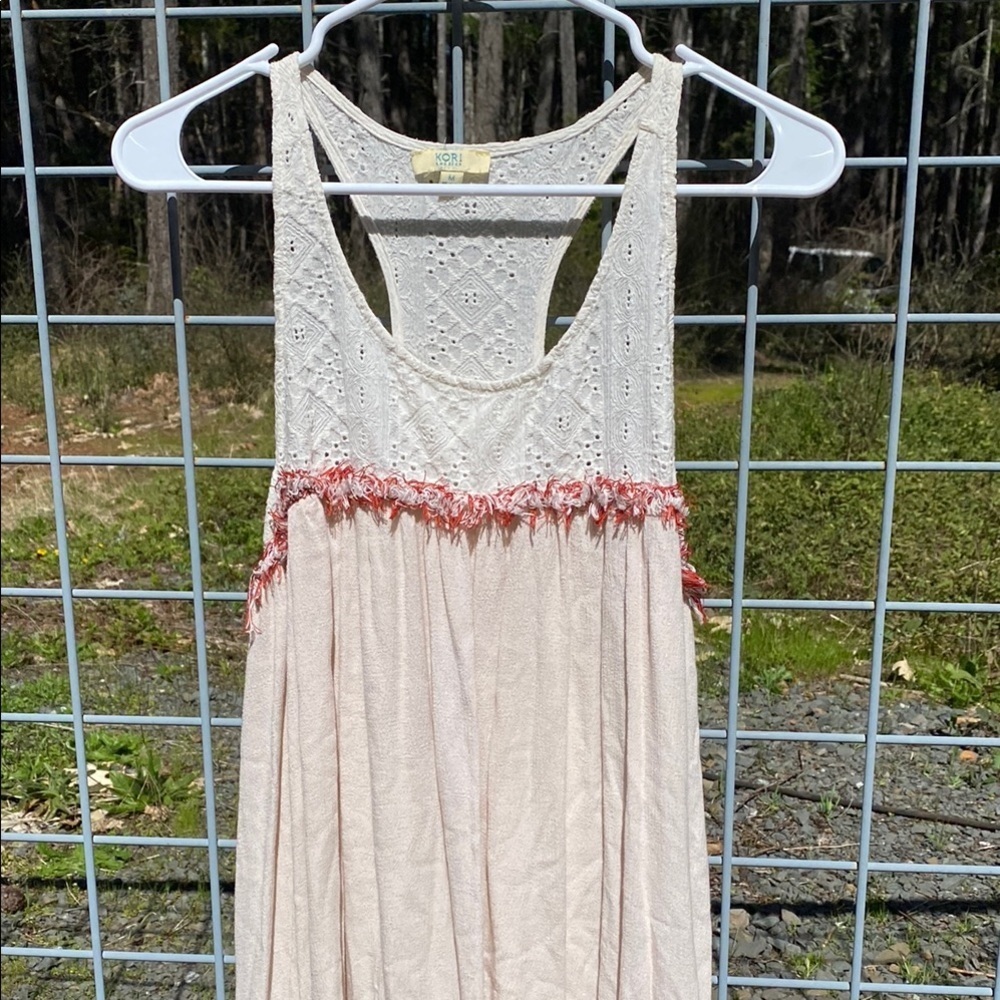 Chic Cream Size Medium Racerback Sleeveless Mini Dress Summer Wedding Guest